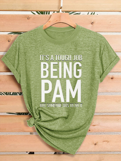 Women's Graphic Print T-Shirt - Round Neck Short Sleeve – Olive / Grey – view 34