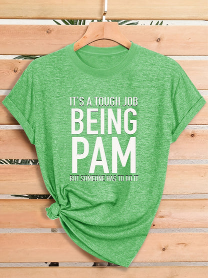 Women's Graphic Print T-Shirt - Round Neck Short Sleeve – Olive / Grey – view 46