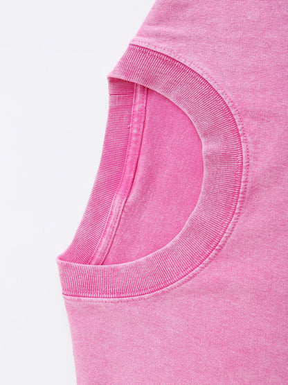 Women's Graphic Print T-Shirt - Round Neck Short Sleeve – Pink detail view