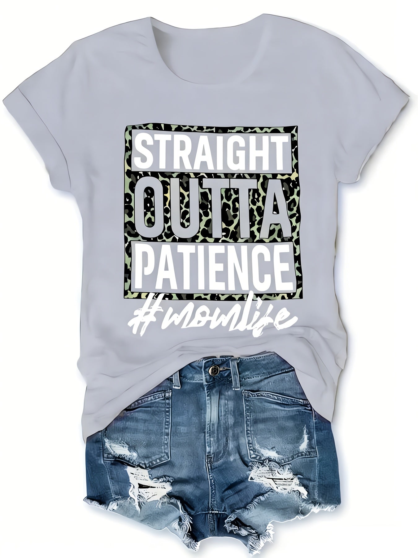 Women's Graphic Print T-Shirt - Round Neck Short Sleeve – Pink / Red detail view