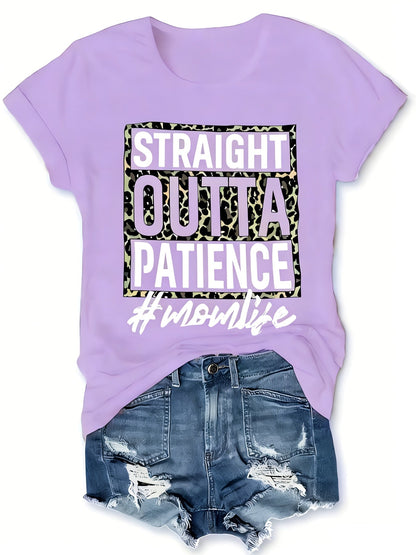 Women's Graphic Print T-Shirt - Round Neck Short Sleeve – Pink / Red detail view