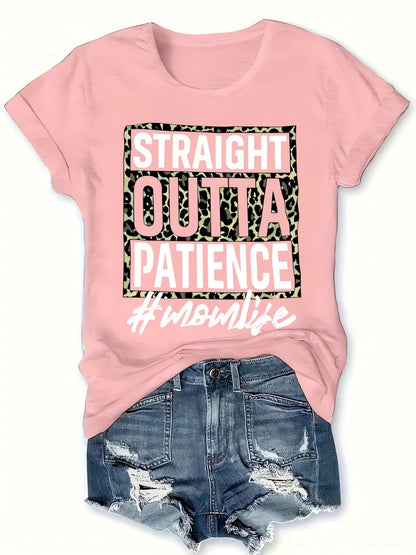 Women's Graphic Print T-Shirt - Round Neck Short Sleeve – Pink / Red – Pink option – view 5