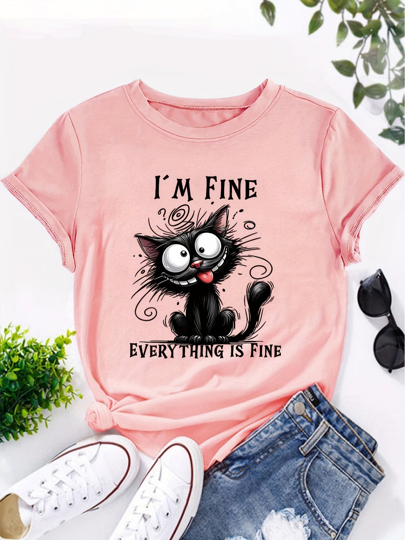 Women's Graphic Print T-Shirt - Round Neck Short Sleeve – Purple / Sky Blue – view 8