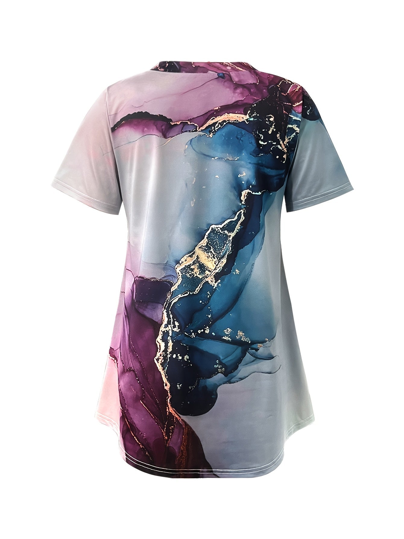 Women's Graphic Print T-Shirt - Round Neck Short Sleeve – 👕 Round Neck neckline with a regular fit detail view