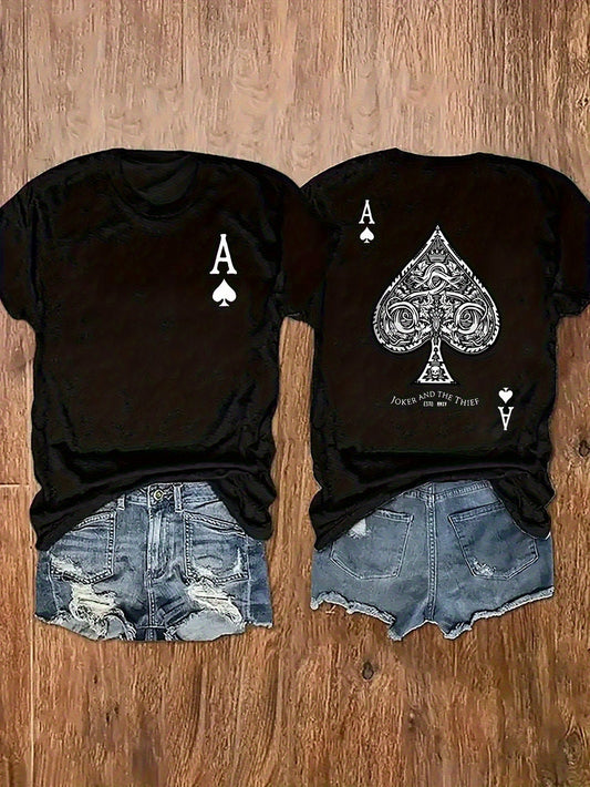 Women's Graphic Print T-Shirt - Round Neck Short Sleeve – Slim fit / Black – Black option – main product image
