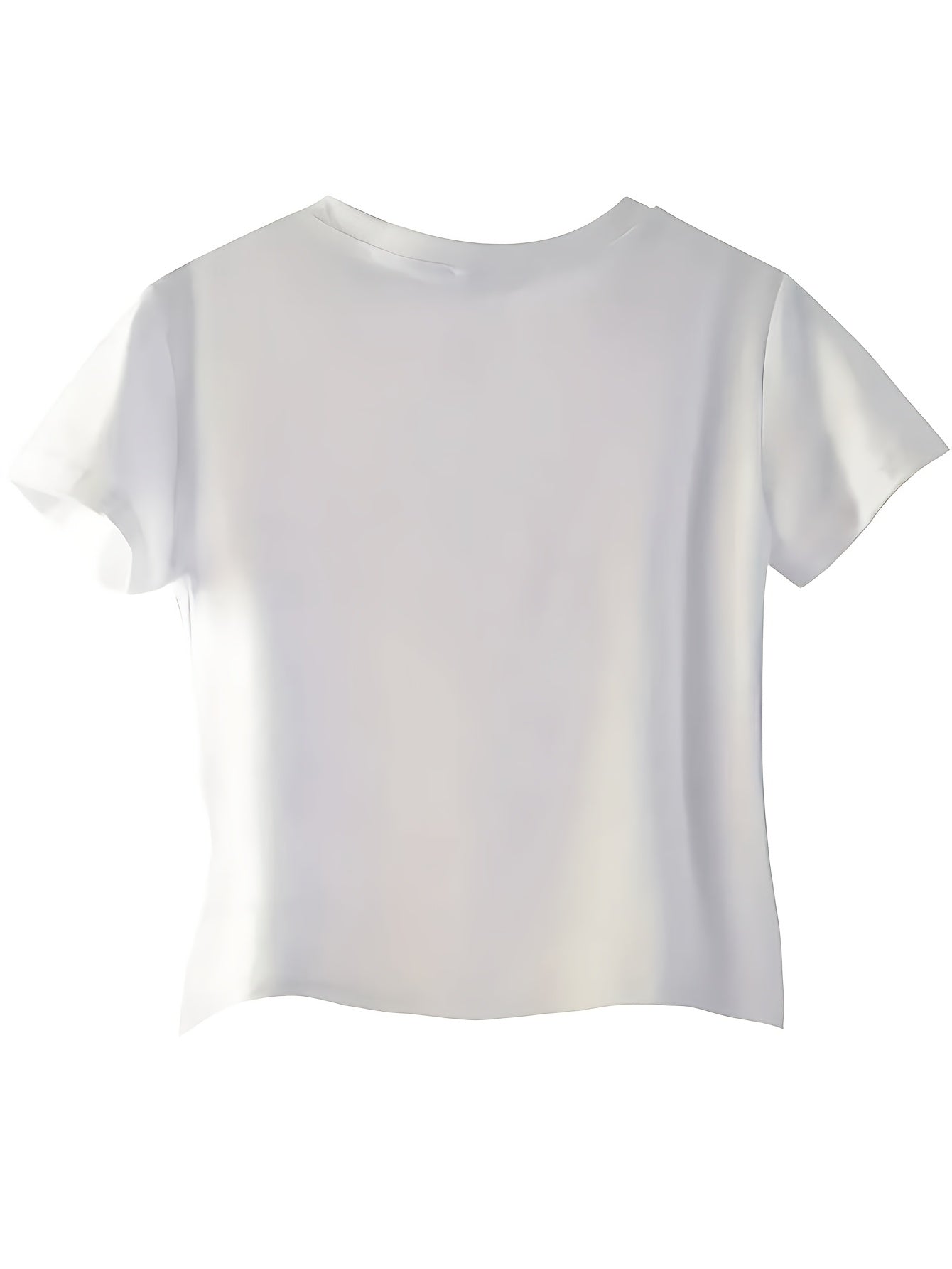 Women's Graphic Print T-Shirt - Round Neck Short Sleeve – White Graphic Design 99877 detail view