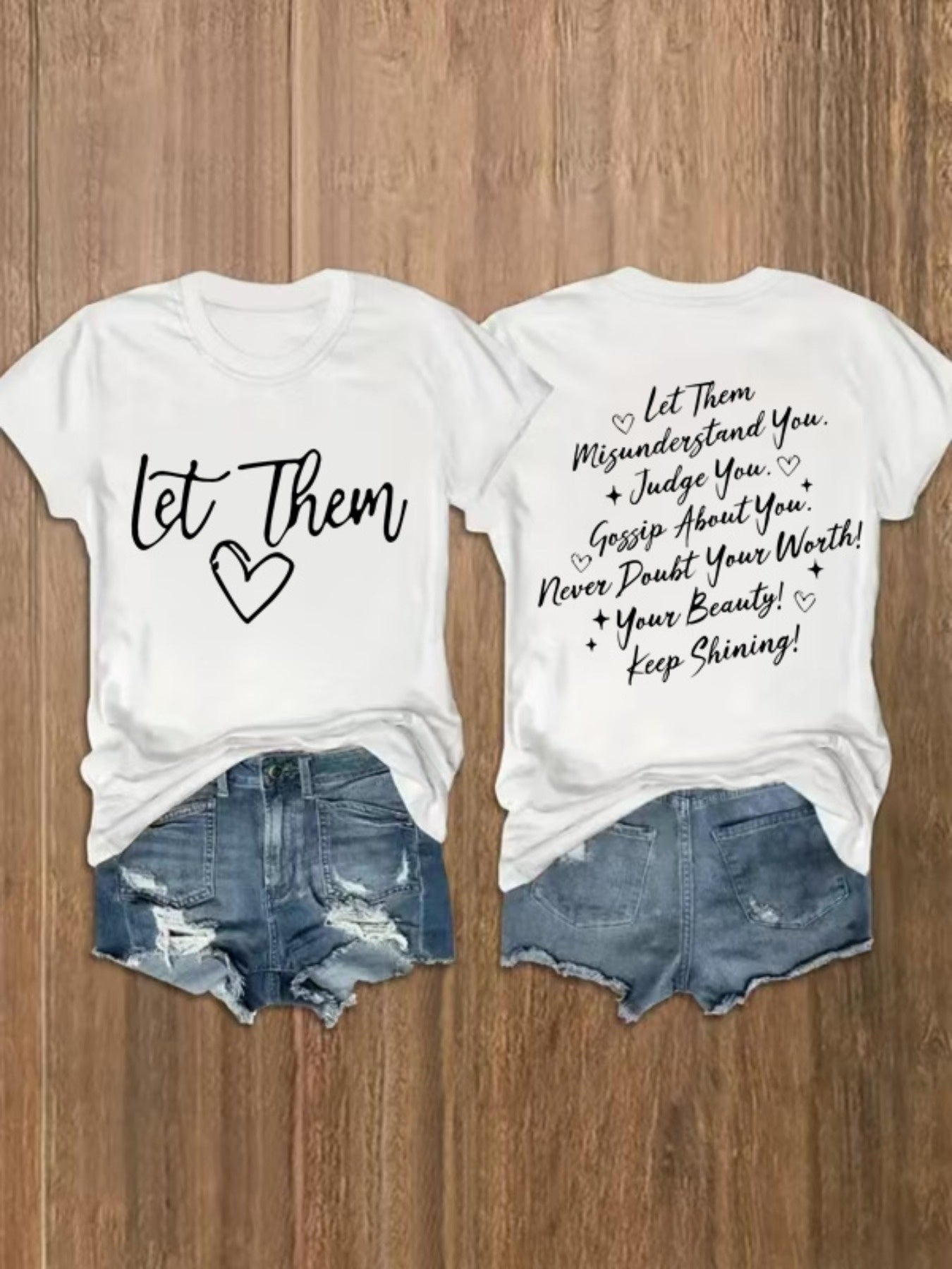 Women's Graphic Print T-Shirt - Round Neck Short Sleeve – White Graphic Design 68005 detail view
