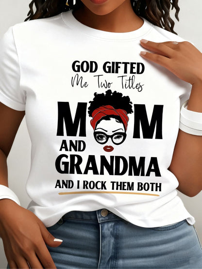 Women's Graphic Print T-Shirt - Round Neck Short Sleeve – White Graphic Design 99013 – White option – main product image