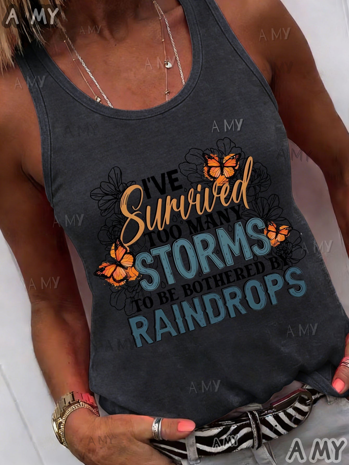 Women's Graphic Print T-Shirt - Short Sleeve – 6-Color Selection – Grey option – view 2