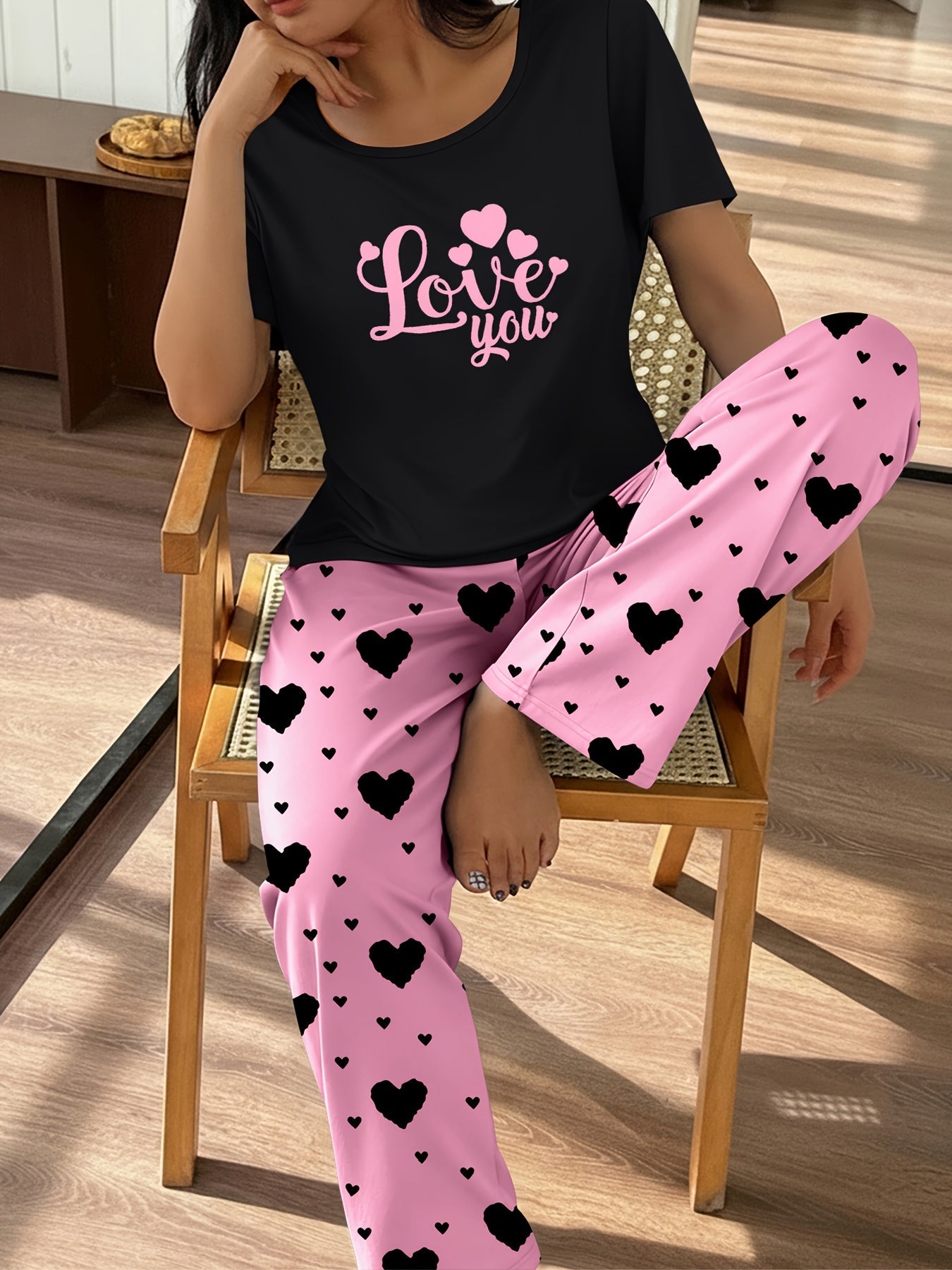 Women's Graphic Print T-Shirt - Short Sleeve – Black Polyester Printed – view 2