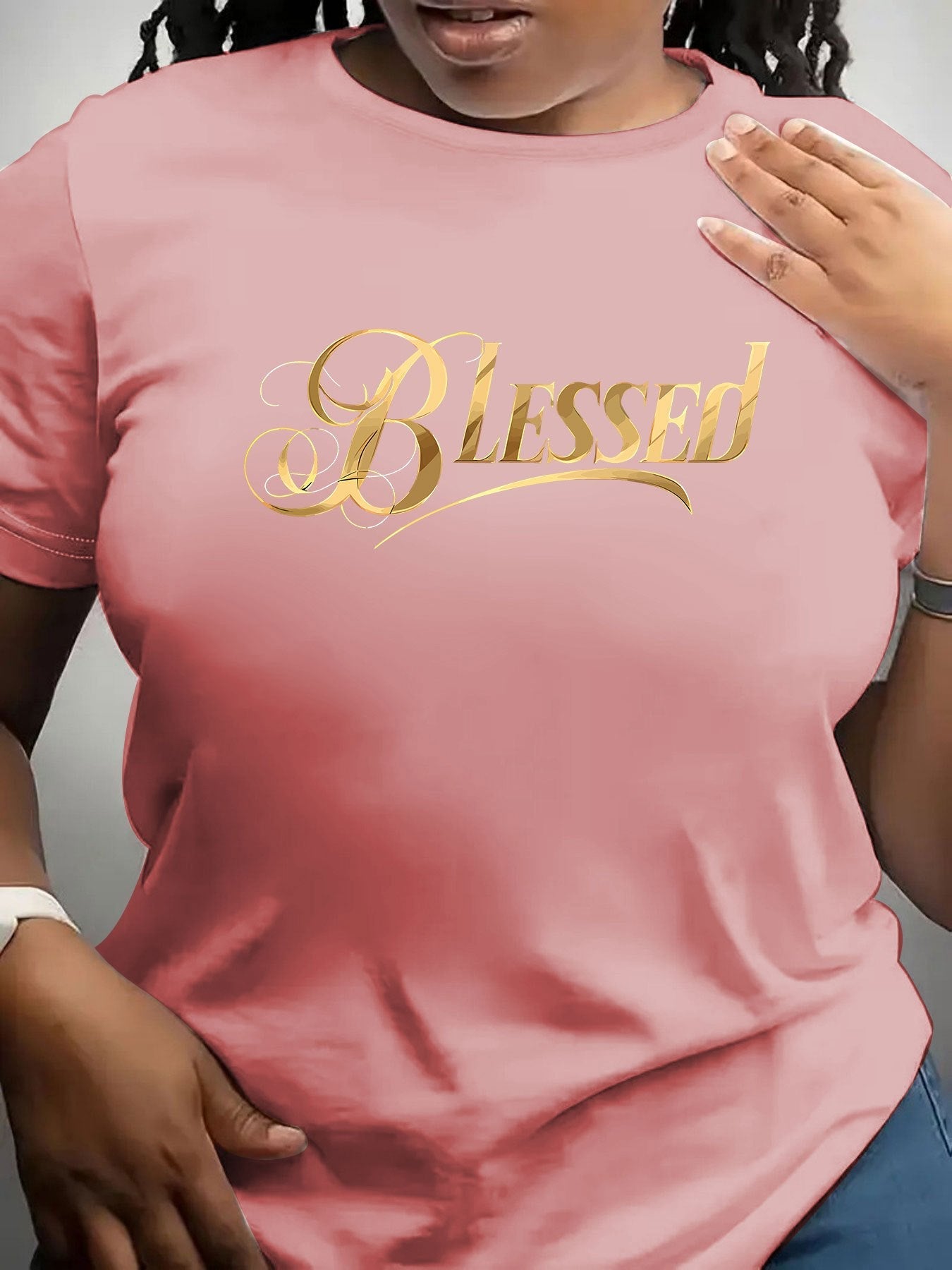 Women's Graphic Print T-Shirt - Short Sleeve – Pink / White – Pink option – view 9