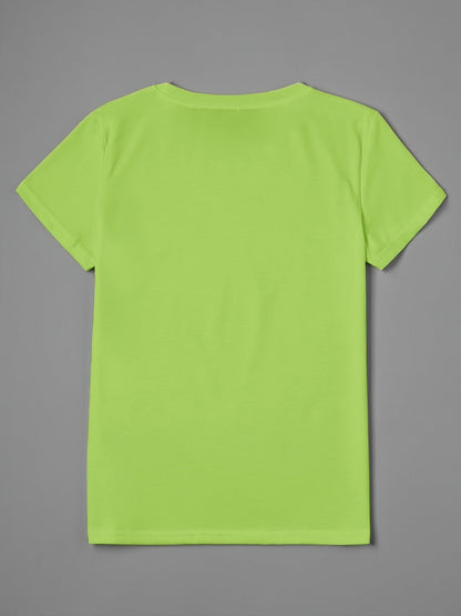 Women's Graphic Print T-Shirt - V-Neck Short Sleeve – Light Grey / Orange detail view