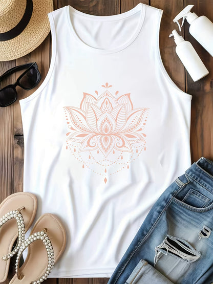 Women's Graphic Print Tank Top - Classic Neck Sleeveless – view 7