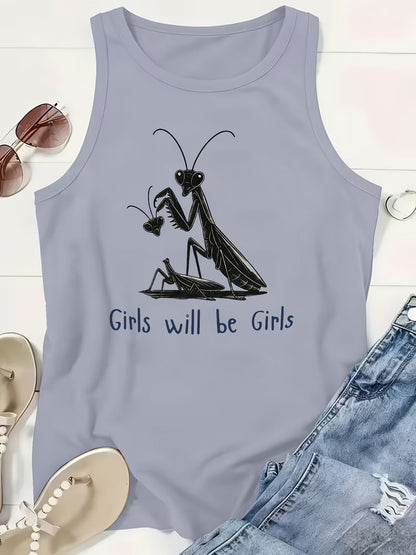 Women's Graphic Print Tank Top - Crew Neck – Sizes 1XL–5XL – Gray option – view 3