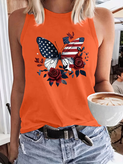 Women's Graphic Print Tank Top - Crew Neck Sleeveless – 6-Color Selection detail view