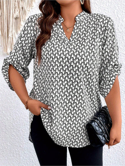 Women's Graphic Print Tunic - Collared Short Sleeve – view 8