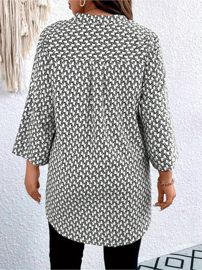 Women's Graphic Print Tunic - Collared Short Sleeve – view 9