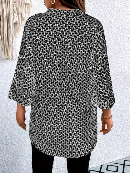 Women's Graphic Print Tunic - Collared Short Sleeve – view 12