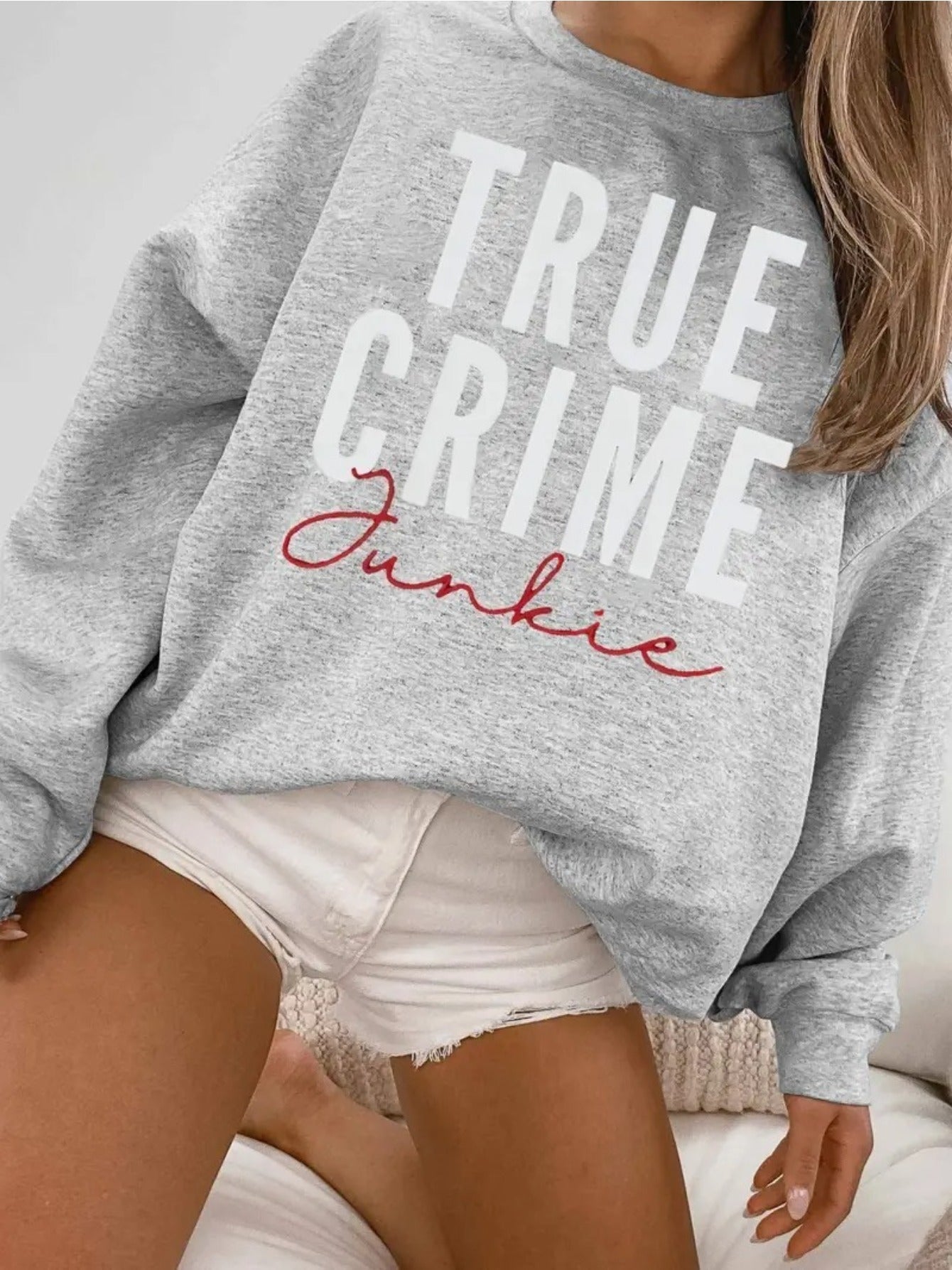 Women's Graphic Pullover Sweater - Crew Neck Long Sleeve – Grey option – main product image