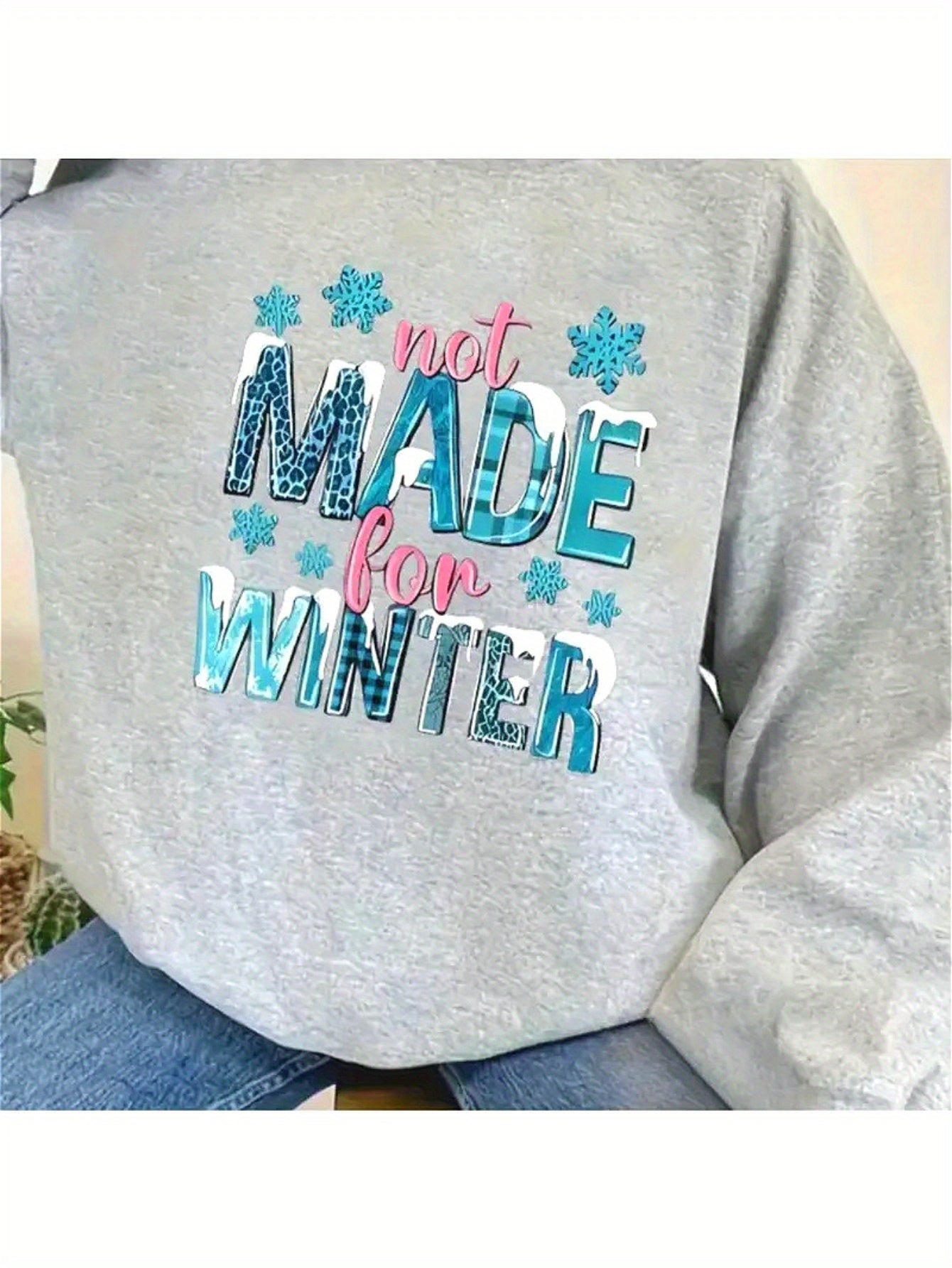 Women's Graphic Pullover Sweater - Regular Fit Crew Neck – Grey option – main product image