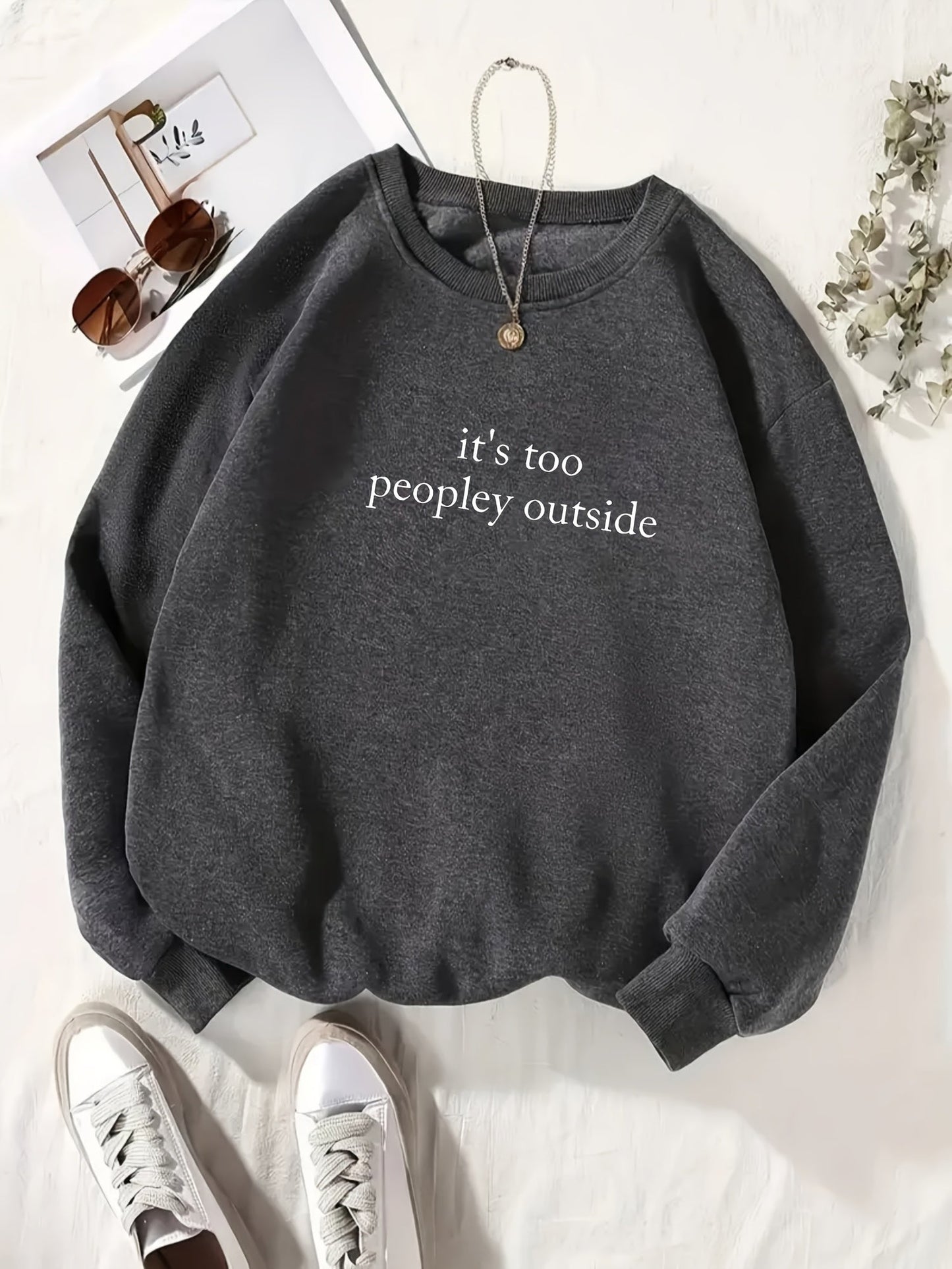 Women's Graphic Sweatshirt - Classic Neck Long Sleeve detail view