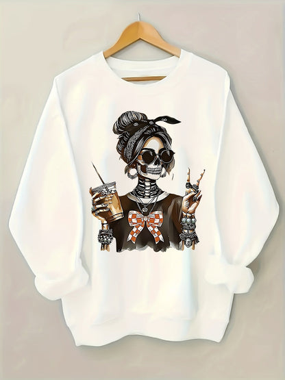Women's Graphic Sweatshirt - Regular Fit Classic Neck – Black / White – Black option – view 3