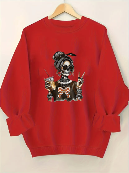 Women's Graphic Sweatshirt - Regular Fit Classic Neck – Black / White – Black option – view 5