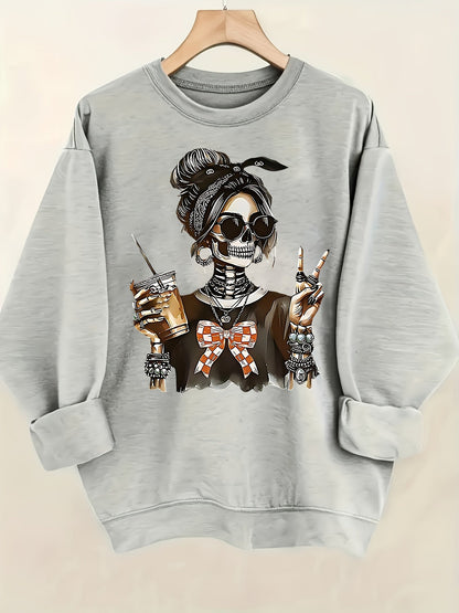 Women's Graphic Sweatshirt - Regular Fit Classic Neck – Black / White – Black option – view 7