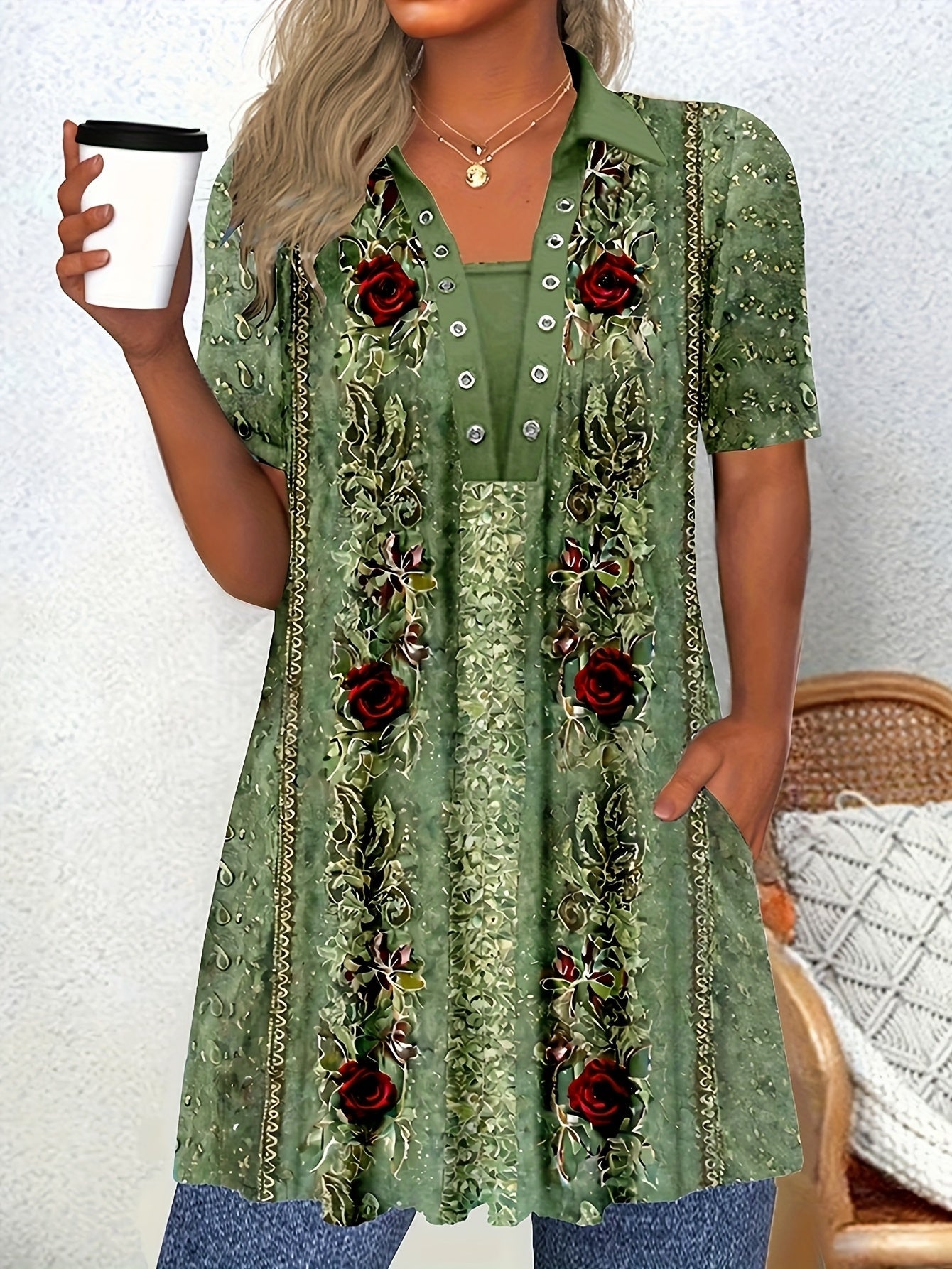 Women's Graphic T-Shirt - Floral Print – main product image