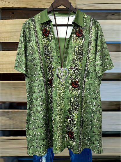 Women's Graphic T-Shirt - Floral Print detail view