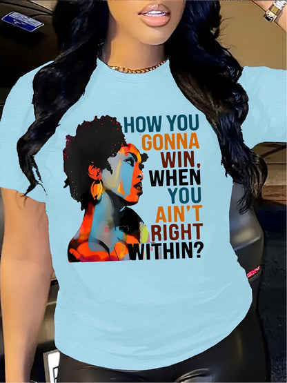 Women's Graphic T-Shirt - Graphic Print Crew Neck – Printed – view 4