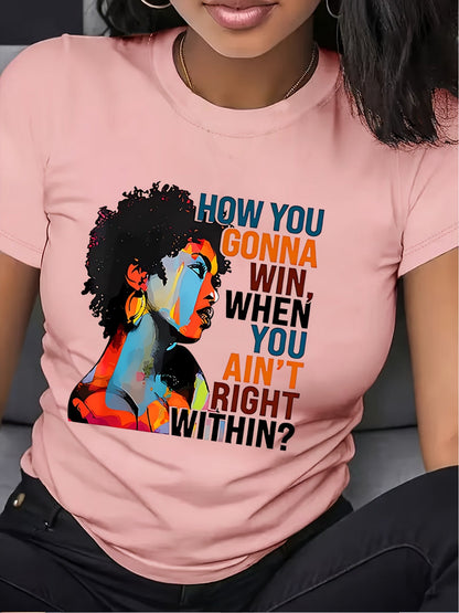 Women's Graphic T-Shirt - Graphic Print Crew Neck – Printed – view 6