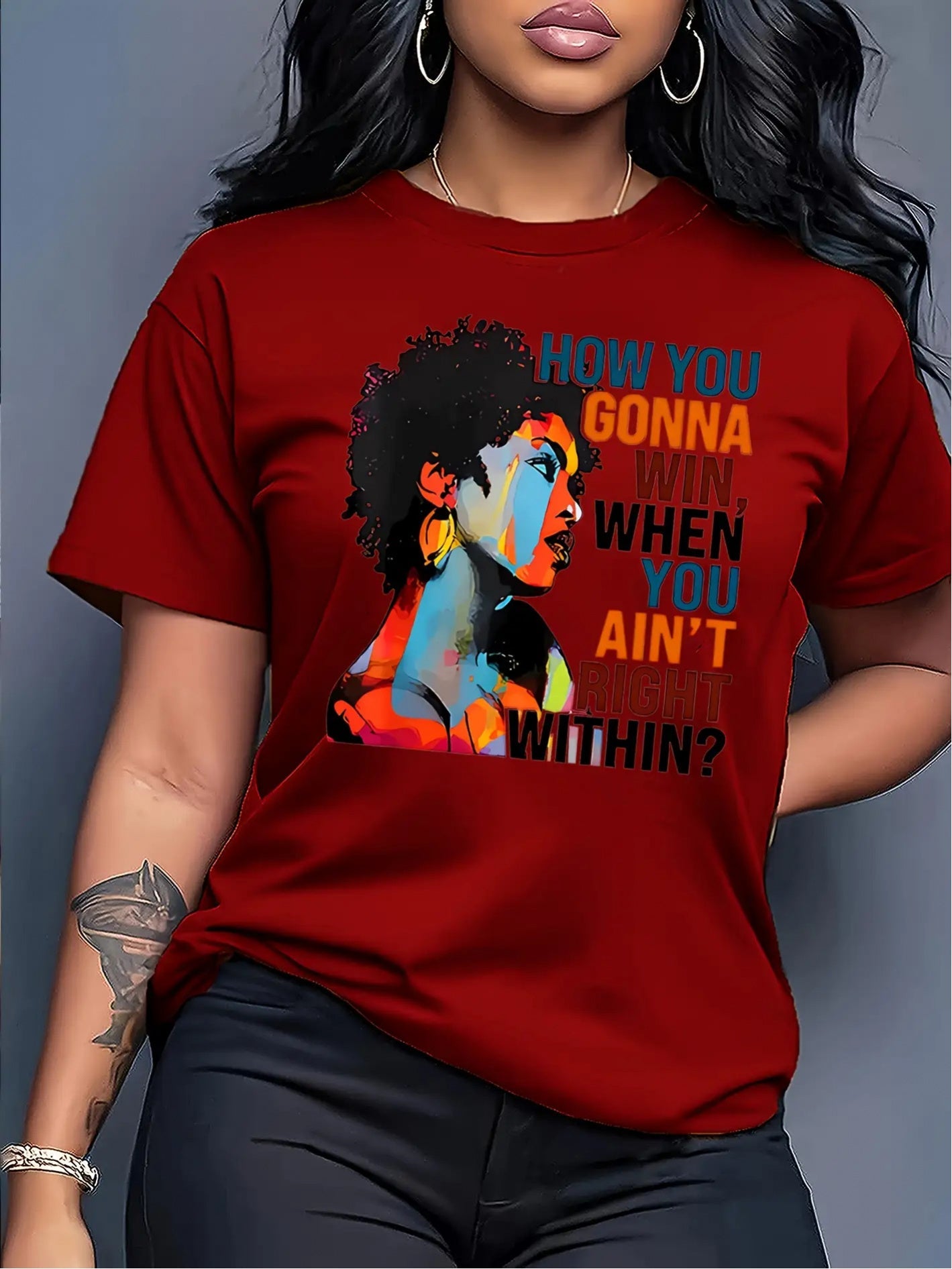 Women's Graphic T-Shirt - Graphic Print Crew Neck – Printed – view 7