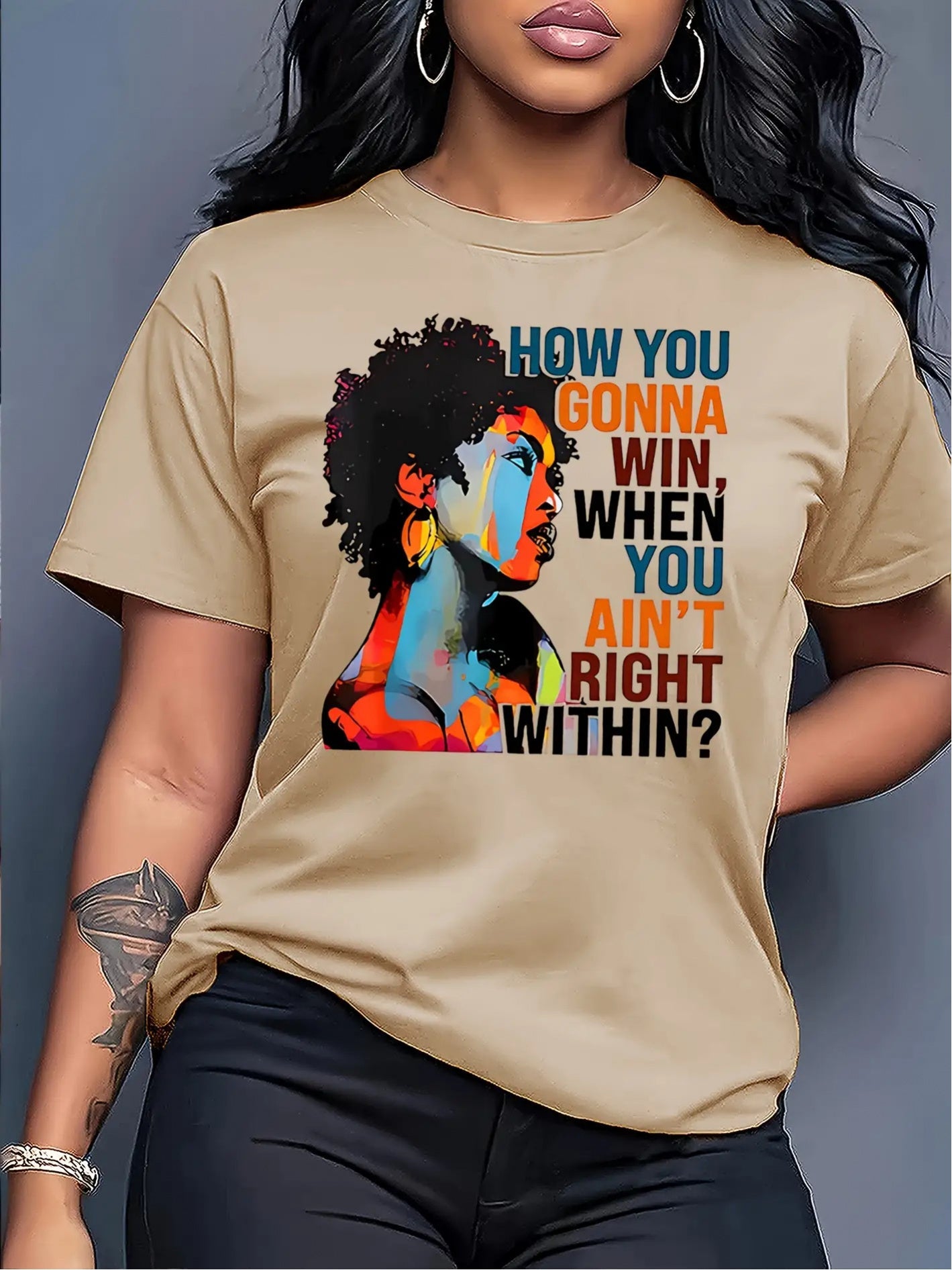 Women's Graphic T-Shirt - Graphic Print Crew Neck – Printed – view 9