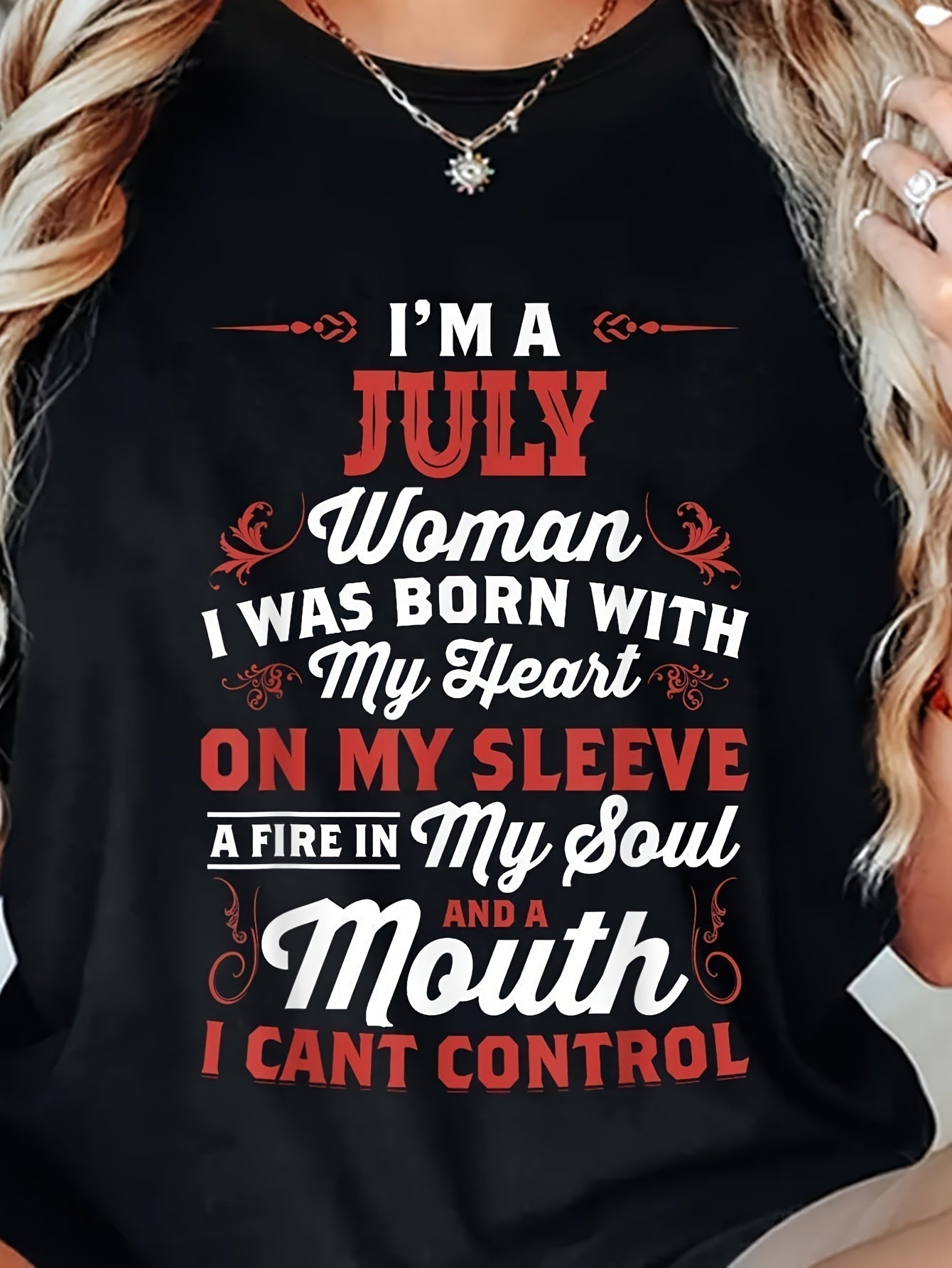 Women's Heart Graphic T-Shirt - Round Neck Short Sleeve – Black – view 15