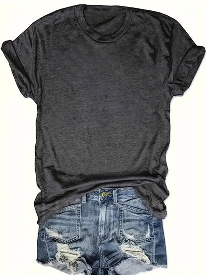 Women's Heart Graphic T-Shirt - Round Neck Short Sleeve – Dark Gray detail view