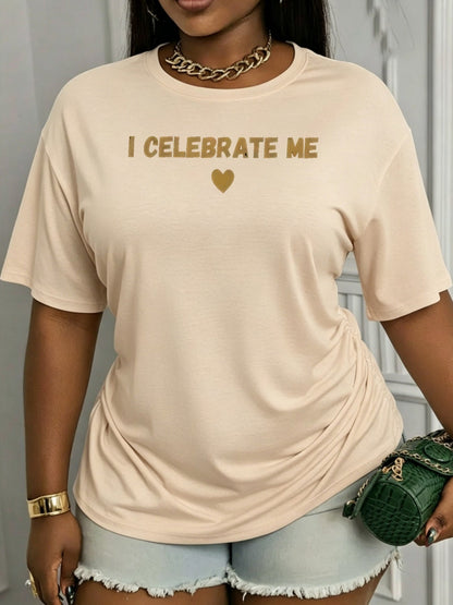Women's Heart Graphic T-Shirt - Round Neck Short Sleeve – Relaxed fit detail view