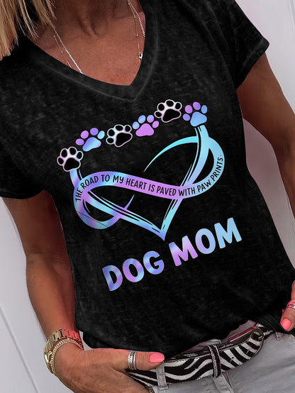 Women's Heart Graphic T-Shirt - V-Neck Short Sleeve – Dark Gray / White – Gray option – view 5