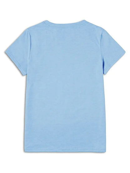 Women's Heart Print T-Shirt - Round Neck Short Sleeve detail view