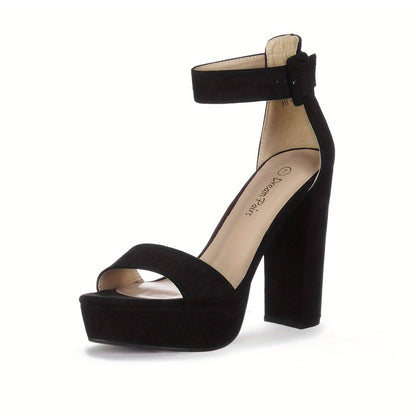 Women's Heeled Sandals – Platform for Work & Events – BLACK option – view 4