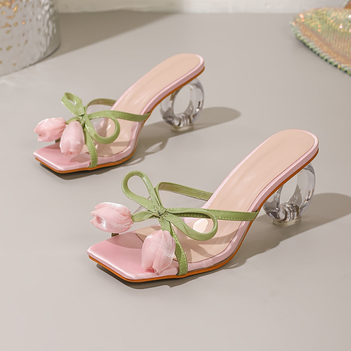 Women's Heeled Sandals - Slip-On – Pink option – view 3