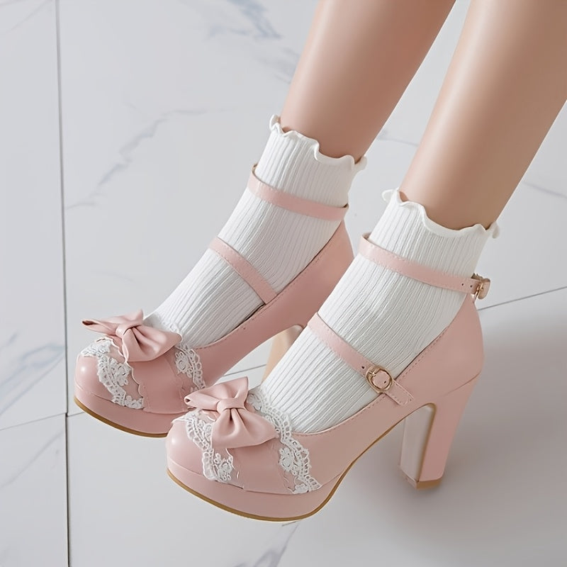Women's Heels & Pumps - Comfort Fit for Everyday Wear – White Lace – White option – main product image