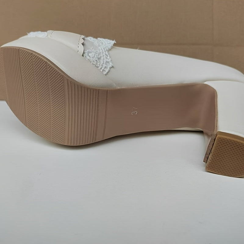 Women's Heels & Pumps - Comfort Fit for Everyday Wear – White Lace – White option – view 2