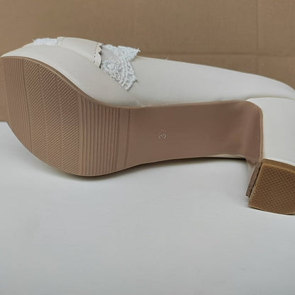 Women's Heels & Pumps - Comfort Fit for Everyday Wear – White Lace – White option – view 2