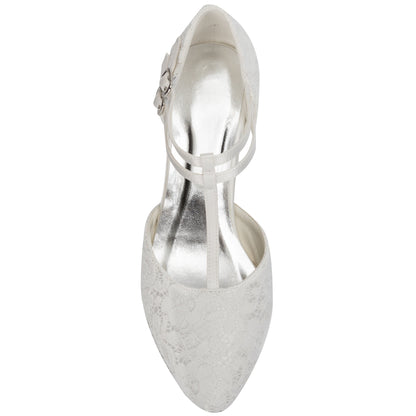 Women's Heels & Pumps – Comfort Fit for Work & Events – Ivory White Satin – view 4