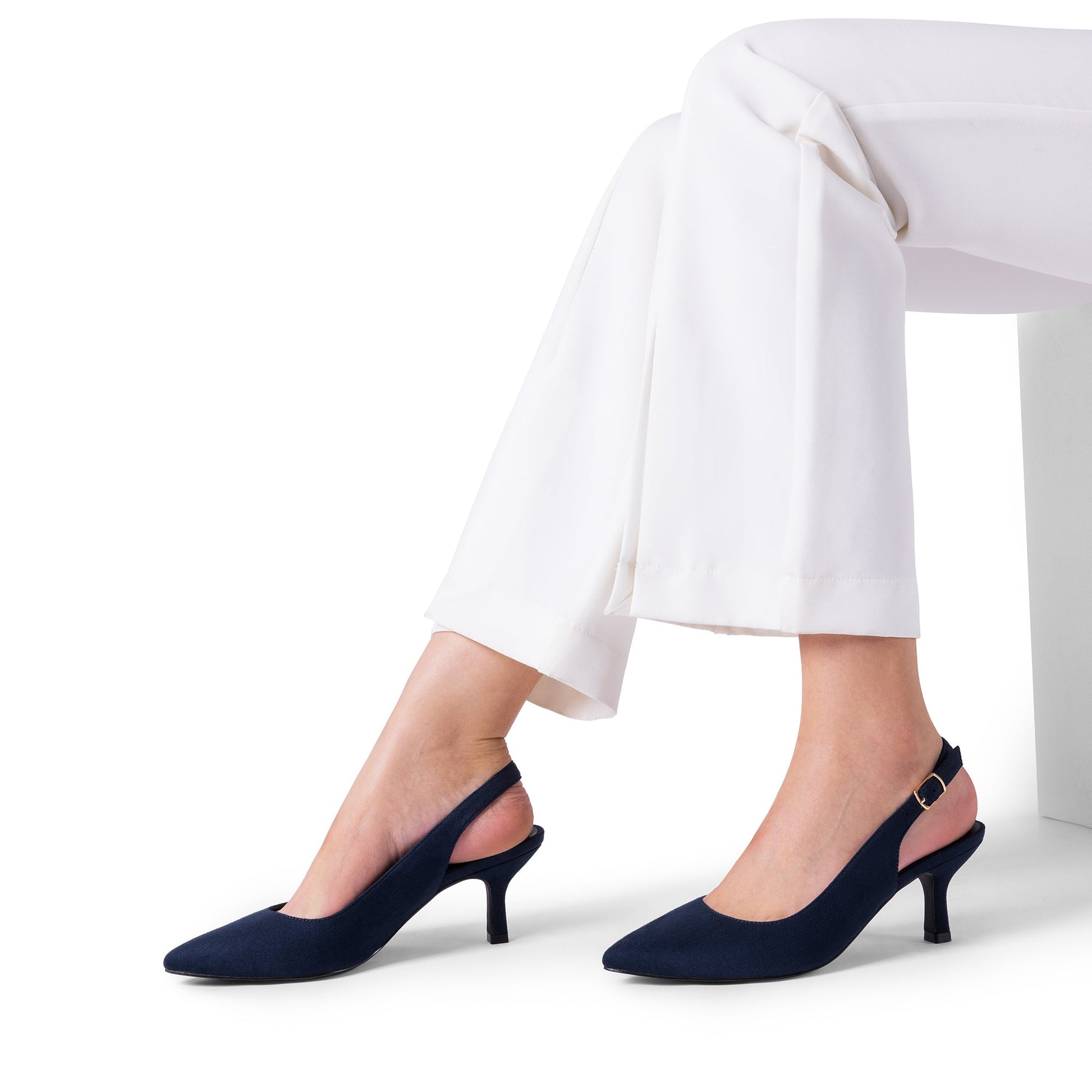 Women's Heels & Pumps – Comfort Fit for Work & Events – Navy Blue / Black – view 6