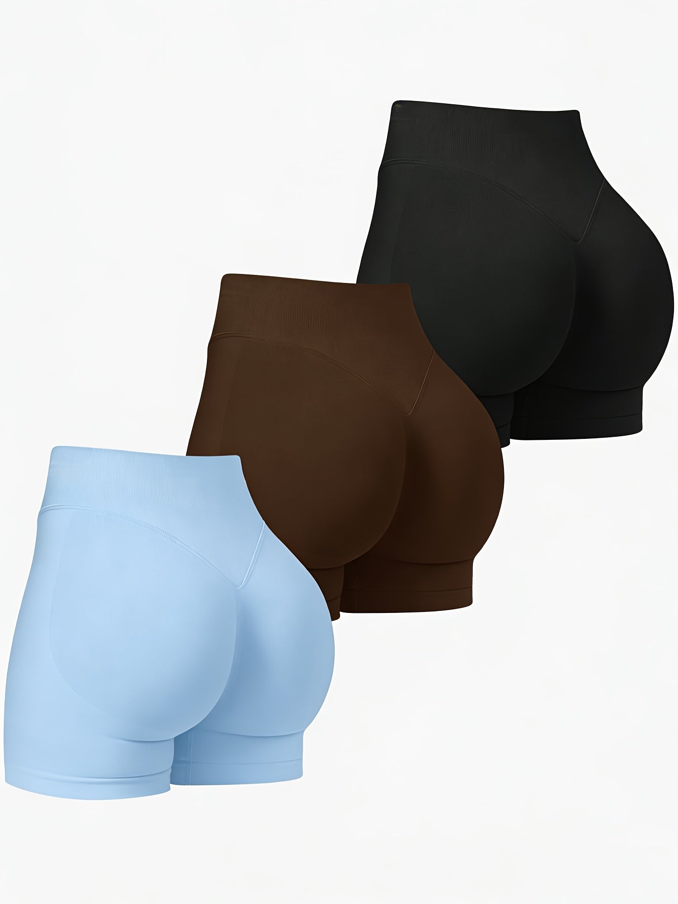 Women's High-Waist Casual Shorts - 3-Pack Clean Finish – Black option – view 4