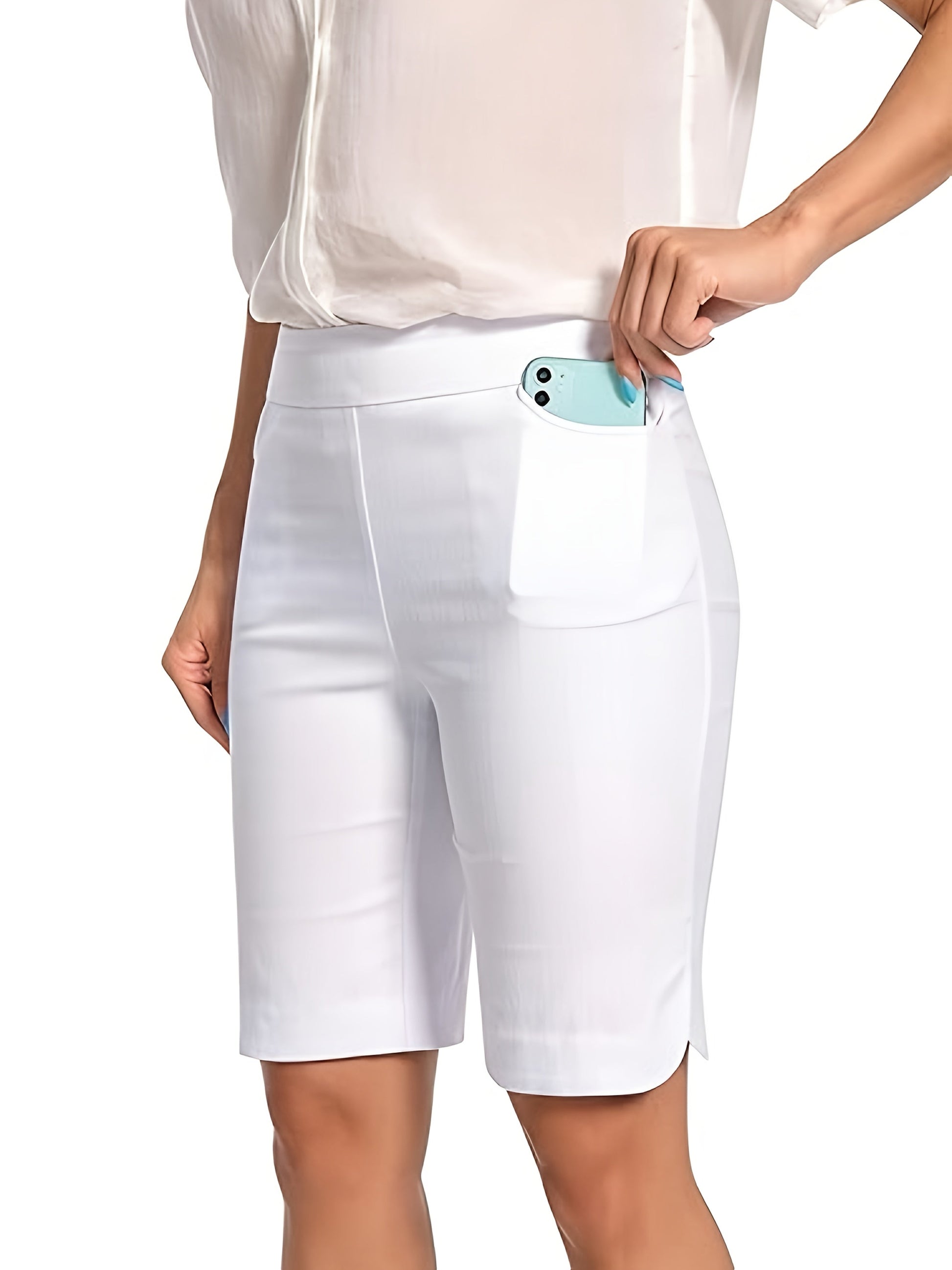 Women's High-Waist Casual Shorts - Black Pockets detail view