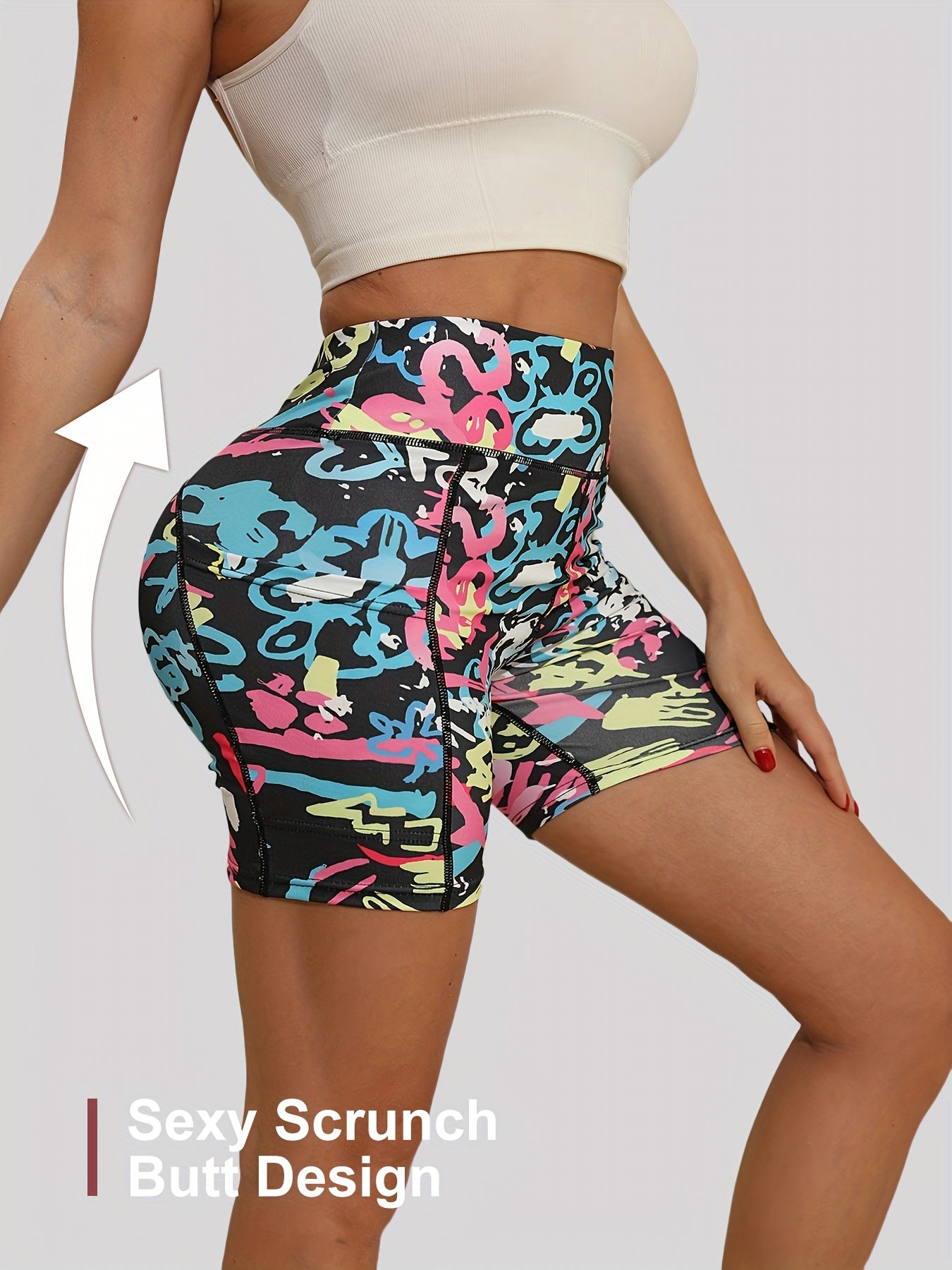 Women's High-Waist Casual Shorts - Pockets Tie-Dye detail view
