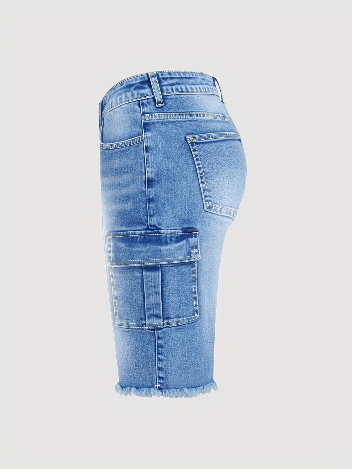 Women's High-Waist Denim Shorts - Raw Hem Fitted – view 10